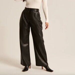 Abercrombie Tailored Vegan Leather Wide Leg Pants (XXS Short)
